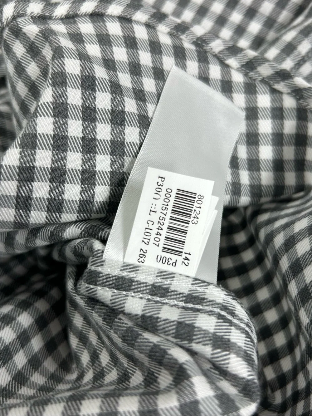 Banana Republic Men's Slim Fit Wrinkle Resistant Black Check Dress Shirt Large